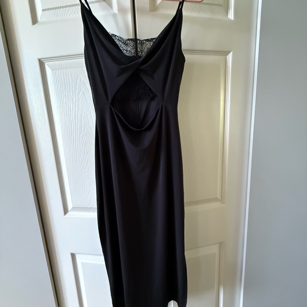 Dynamite Black Slip Dress with Cowl Neck